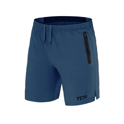 Image of TCA Elite Tech Mens Running Shorts with Zip Pockets, Gym Men Training Sports Short Phone Pocket Black Iron Blue, XS