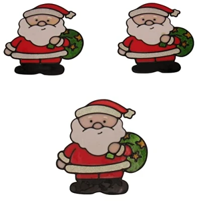 Image of SecureFix Direct Large Christmas Window Sticker Santa X3 (Xmas Clings Static Removable)