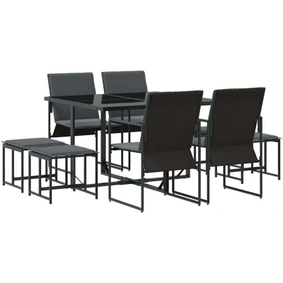 Image of vidaXL 10 Piece Garden Dining Set with Cushions Steel and Textilene