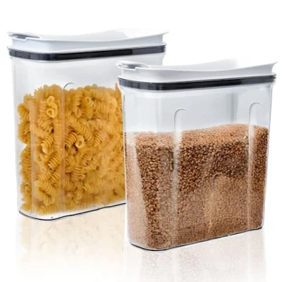Image of Taylor &amp; Brown Set of 2 Cereal Containers Storage Set, 4L Airtight Food Canisters with Flip Top Lid BPA Free Plastic Pantry Organization for Cereal, Flour, Sugar, Rice, and More