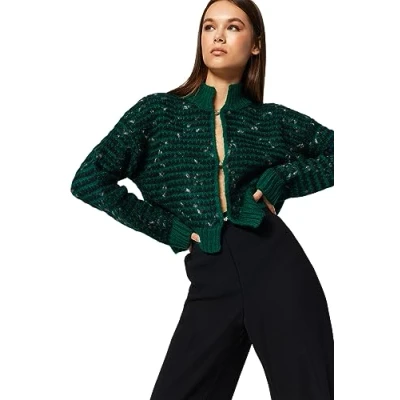 Image of Trendyol Women&#039;s Gradient Long Sleeve Regular Cardigan Sweater, Green, M