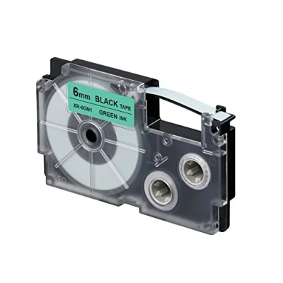 Image of Casio EZ Label Printer XR 6GN1 Tape Self Adhesive 6 mm x 8.0 m Black on Green