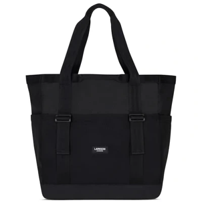 Image of LARKSON Beach Bag Black Smilla Tote with Zip for Men &amp; Women Family Holiday, Sports, Swimming Shopping Made From Pecycled PET Water Repellent