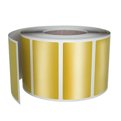 Image of Royal Green Metallic Gold Rectangle Label (40mm x 19mm) Sticker Roll 4cm 2cm 500 Pack