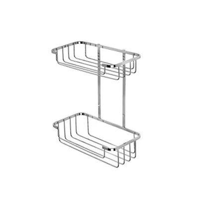 Image of Croydex QM390541 Stainless Steel Two Tier Cosmetic Basket Shower Caddy, 10 Year Rust Free Guarantee, Silver