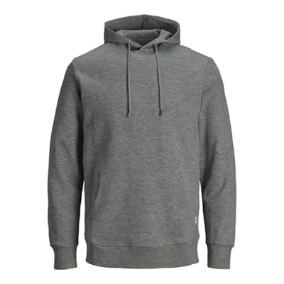 Image of JACK &amp; JONES Male Plain Hoodie, Medium Grey Melange, XL