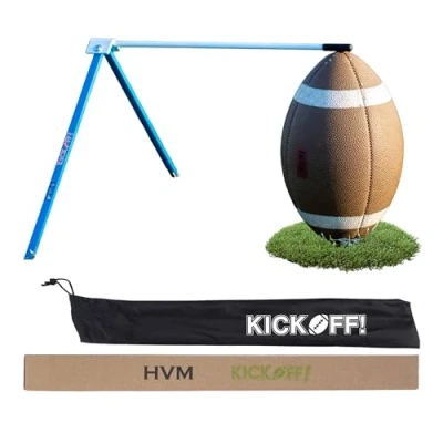Image of HVM Kickoff! Football Holder, Premium Kicking Tee for Field Goal Place Extra Point Tee, Any Size Football, Blue and White