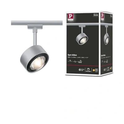 Image of Paulmann 95519 Aldan URail LED Individual spot 498lm 8W 2700K dimmable 230V Chrome matt, Black Rail System