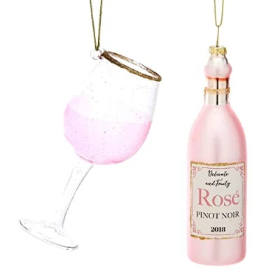 Image of Sass &amp; Belle Christmas Cheer Rosé and Glass Shaped Bauble Set of 2
