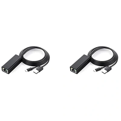 Image of NIEI 2X Ethernet Adapter with Power Cable for TV Stick (2Nd Gen),4K Stick,TV Square, USB To RJ45 Wired LAN Adapter,Black