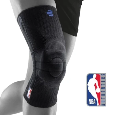 Image of BAUERFEIND Knee Bandage Sports Support NBA Unisex in Black, 1 for Basketball, Wearable on Right and Left Knee, Brace