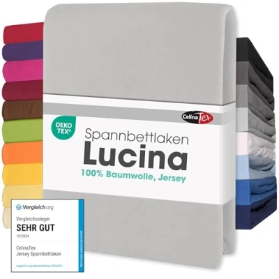 Image of CelinaTex Lucina Fitted Sheet Cotton 140x200 160x200 cm silver grey