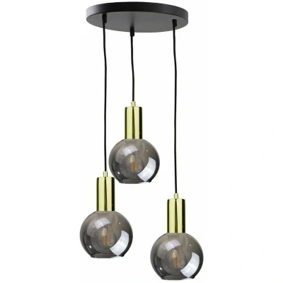 Image of Supra Cluster Pendant Ceiling Light Black, Gold, 30cm, 3x E27