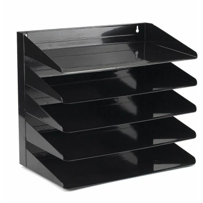 Image of Avery Letter Rack 5 Tier Steel A4/Foolscap Landscape Black 605SBLK