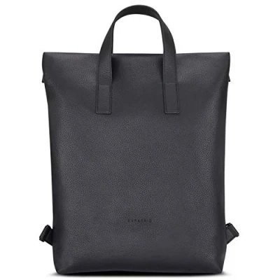 Image of Expatrié Backpack Womens Black Lou Vegan Leather Crossbody Messenger Bag Shoulder &amp; Daypack Tote with Detachable Adjustable Straps