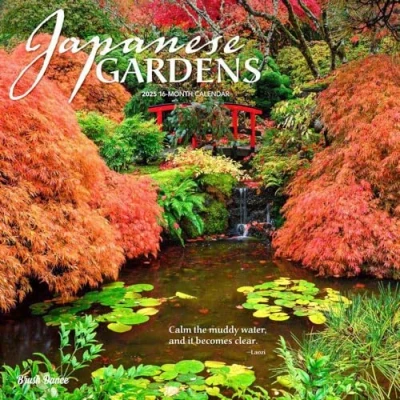 Image of Japanese Gardens 2025 12 X 24 Inch Monthly Square Wall Calendar Plastic Free