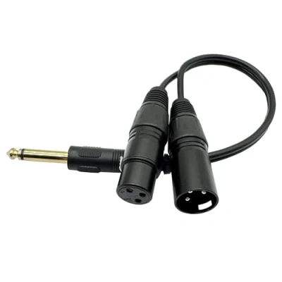Image of Halokny 1/4 to XLR Splitter Cable, 6.35mm (1/4inch) TS Male 3Pin and Female Microphone Stereo Unbalanced Audio Converter Adapter Y Cable 1FT/30CM (TS)