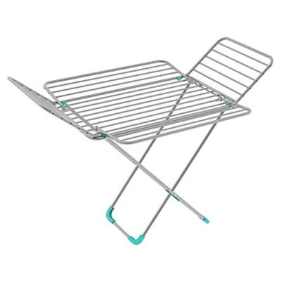 Image of Colombo Flower 4 Wing Clothes Rack, Aluminium Plastic, Silver, 30 metri
