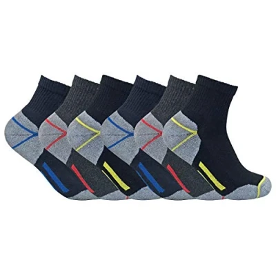 Image of Mens Ultimate Cushioned Cotton Low Cut Ankle Work Socks for Steel Toe Boots (6 11 uk, 6 Pairs (Short))