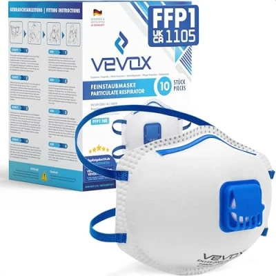 Image of VEVOX® Respirators FFP3, FFP2 or FFP1 sets of 5, 10, 20 5000 with comfort sealing respirator face mask ffp3/ffp2/ffp1 valved facemasks dust valve