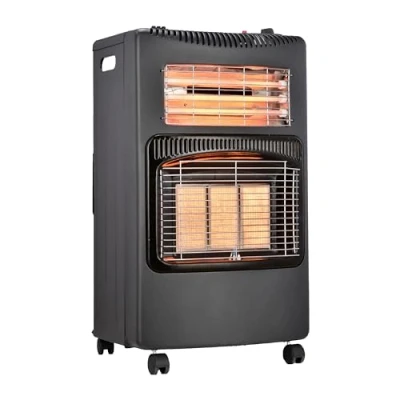 Image of AMOS Portable Calor Gas &amp; Electric Heater, 3 Heat Settings, Foldable Free Standing with Wheels, Suitable for Indoor and Outdoor Use, Includes Regulator Hose, Black