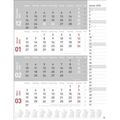 Image of 4 Monats Planer, rot 2025: Praktischer Wandplaner mit Datumsschieber. Büro Kalender Notizspalte und Jahresübersicht. Wandkalender 2025 im Hochformat. 30 x 39 cm.
