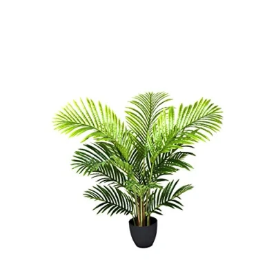 Image of GreenBrokers Artificial Real Touch Phoenix Palm Tree in Black Pot UV Stable Ideal for Home, Office Indoor &amp; Outdoor Living 3ft/94cm