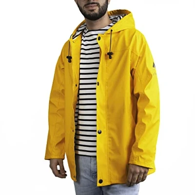 Image of Breizh Ocean Armor Waterproof Wax, Striped Sailor Interior Unisex, Men or Women from XS to 4XL, Yellow1, S