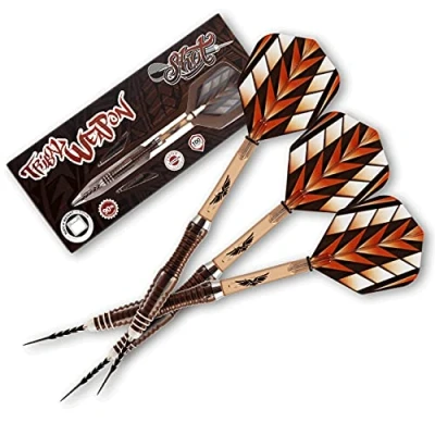 Image of Shot! Darts Tribal Weapon Steel Tip Series 1 Dart Set Front Weighted 90% Tungsten Barrels 25 gram