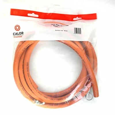 Image of CALOR Gas Brand 2mt 8mm Orange LPG Hose for Propane/Butane with Clips