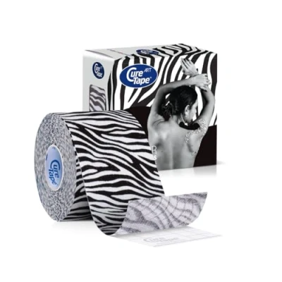 Image of CureTape Art Kinesiology Tape 1 Roll 5cm x 5m Waterproof Latex Free Medical KinesioTape for Sports &amp; Fitness Recovery Extreme (Zebra)