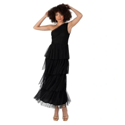 Image of Anaya with Love Women&#039;s Midaxi Dress Ladies One Shoulder Sleeveless Tiered Skirt for Wedding Guest Bridesmaid Evening Occasion Ball Gown Black 22