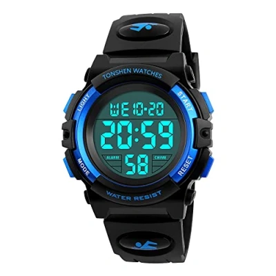 Image of TONSHEN Multifunction Digital Sport Watch for Men and Women Plastic Case with Rubber Band Outdoor Military 50M Waterproof LED Electronic Large Numeral Stopwatch Date Watches (Women)
