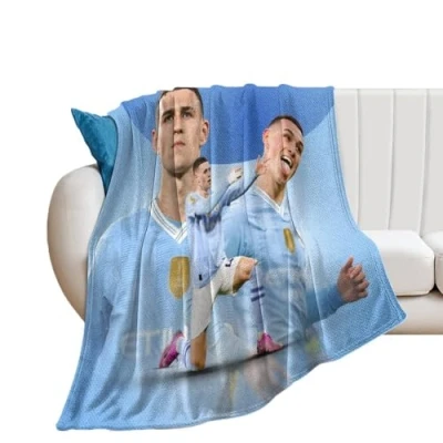 Image of XSQING Phil Foden Soccer Player Poster Famous Fleece Blanket All Season Use Cozy Plush Lightweight Flannel Throw Blankets for Couch Sofa Bed 50&quot;x60&quot;