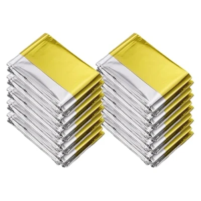 Image of Hitopin 20 Pieces Emergency Foil Blankets, Blanket Gold, Blankets Gold Silver, Blanket, for Outdoors, Survival, Hiking, Marathons or First Aid, Tear Resistant