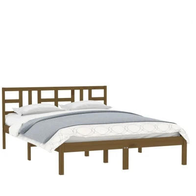 Image of vidaXL Bed Frame without Mattress Honey Brown 200x200 cm Solid Wood