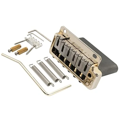 Image of Wilkinson WVP2 SB 54mm 2 Point Stainless Steel Saddles Tremolo Bridge with Full Block for Japan/Korea Import Strat Electric Guitar, Gold