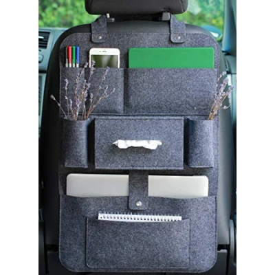 Image of Lucky Sign Car Organiser Seat Protection with Multiple Storage Options for Front and Back Motorhome accessories interior, 62x41cm Dark Grey