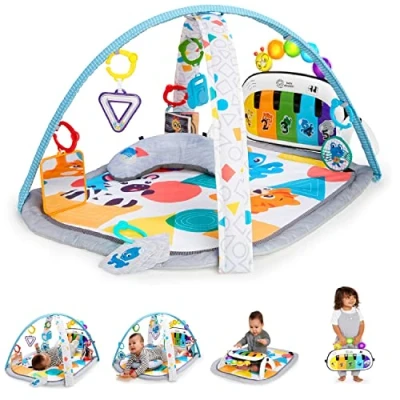 Image of Baby Einstein, 4 in 1 Kickin&#039; Tunes and Language Discovery Play Gym with Piano, Mat Detachable Activity Toys, Lights, Sounds Music, Ages Newborn +