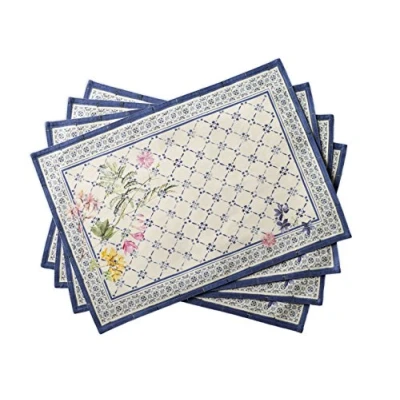 Image of Maison d&#039; Hermine Placemat Set of 4 100% Cotton Decorative Easter Placemats Washable Cloth for Home, Wedding, Restaurant, Buffet Party &amp; Camping, Faience Spring/Summer (33cm x 48cm)