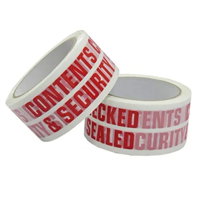 Image of 6 Rolls Of CONTENTS CHECKED &amp; SECURITY SEALED Printed Packing Tape 48mm x 66M