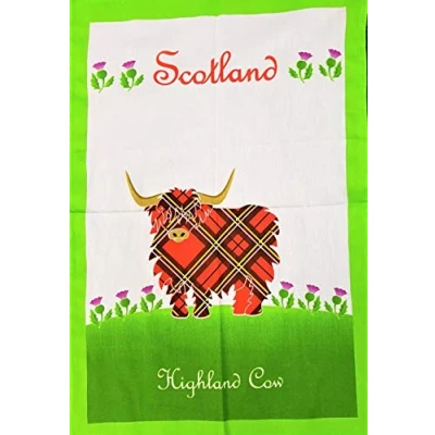 Image of FANCYTHAT and SCIFI PLANET Highland Cow Tea Towel
