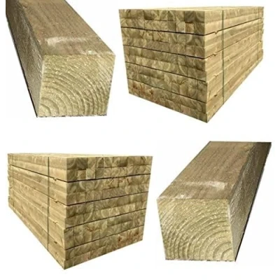 Image of Pressure Treated Square Wooden Post Gate or fence posts garden Timber wood 2.4m x 100mm 100mm, Fencing 4&quot; posts, 8ft (240cm)