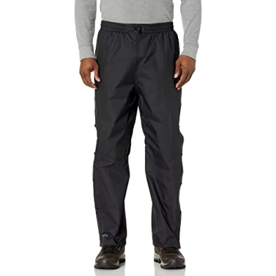 Image of Mountain Warehouse Downpour Mens Waterproof Trousers Taped Seams &amp; IsoDry Half Leg Zip Overtrousers Wet Weather, Walking, Outdoors Camping Black 4XL