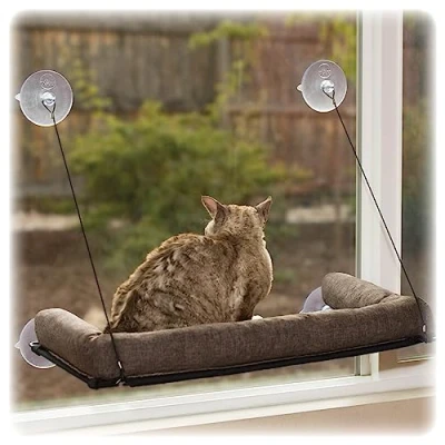 Image of K&amp;H EZ Mount Kitty Sill Deluxe with Bolster, Chocolate