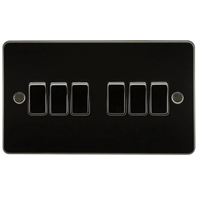 Image of KnightsBridge Flat Plate 10AX 6G 2 way switch gunmetal