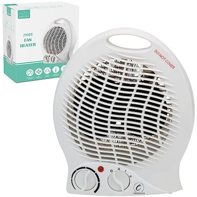 Image of Coselena 2KW Fan Heater Electric with 2 Heat Settings &amp; Cooling Function Portable Adjustable Thermostat Heaters for Home Office Heating White