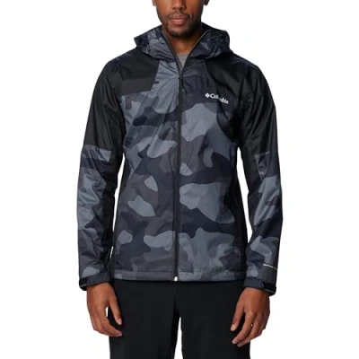 Image of Columbia Men&#039;s Inner Limits Jacket, Waterproof Rain Black Mod Camo Print/Black, Size L