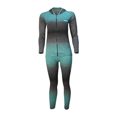 Image of 3PC Ladies Gym Suit Hooded TOP, Vest, Legging, Sport Yoga Workout Fitness WEAR (UK Size M/L(12 14), Teal)