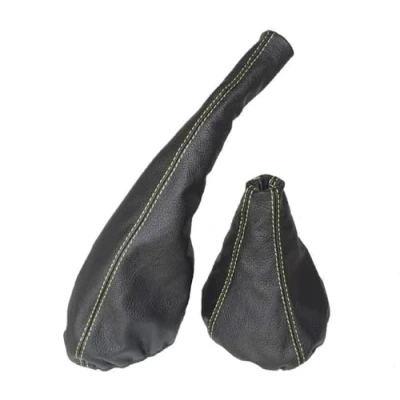 Image of The Tuning Shop Gear Handbrake Gaiter Leather Yellow Stitching